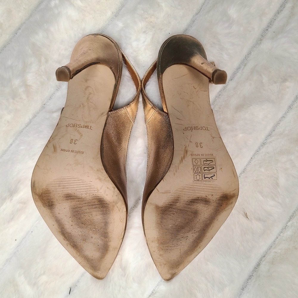 Topshop Gold Metallic Heels with Slingback Strap - Picture 4 of 6